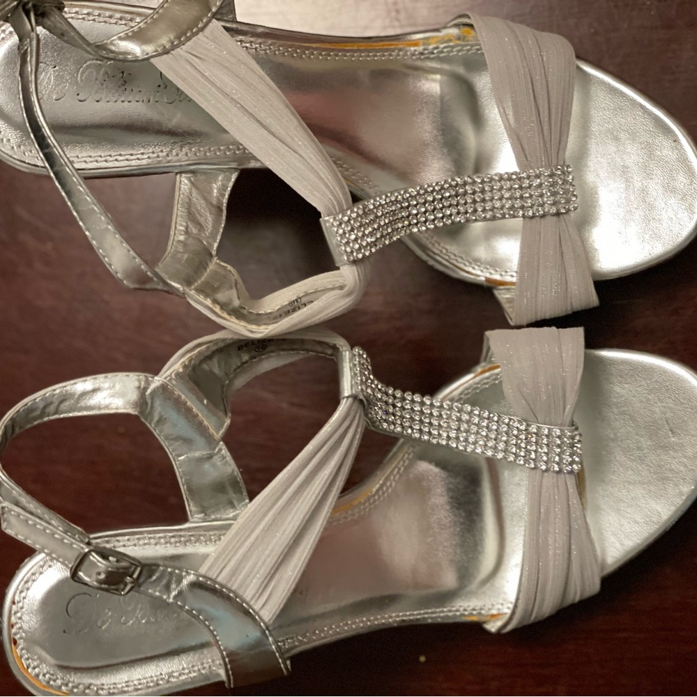 Silver, size 10 heels